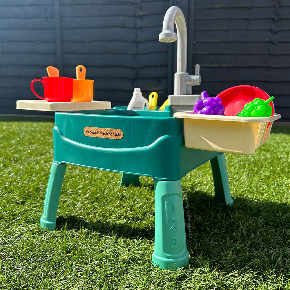 Interactieve Water Speelkeuken voor Kinderen met Werkende Kraan en 19 Accessoires - Houten Speelkeuken voor Binnen en Buiten-3