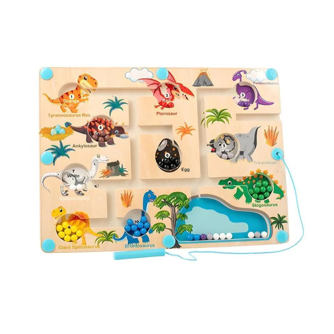 Magnetisch Dinosaurus Labyrint – Educatief Speelgoed, Fijne Motoriek, Kleur- en Teltijd 1