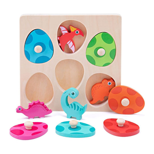 Dino Puzzel – Educatieve Houten Puzzel voor Peuters – Ontwikkelt Sorteervaardigheden en Cognitief Denken 1