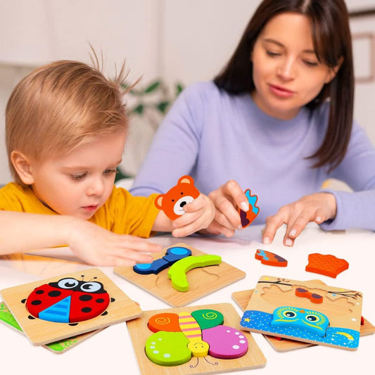 Houten Puzzels – Set van 6 Dieren, Montessori Ontwikkeling – Educatief Speelgoed voor Peuters 2