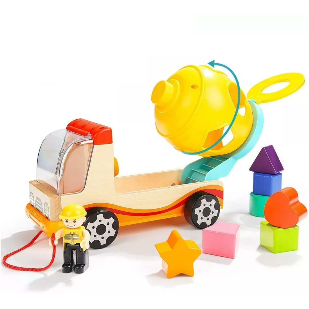 Houten Cementwagen – Educatief Speelgoed met Vormensorteerder, Duurzaam Hout, CE-gecertificeerd 2