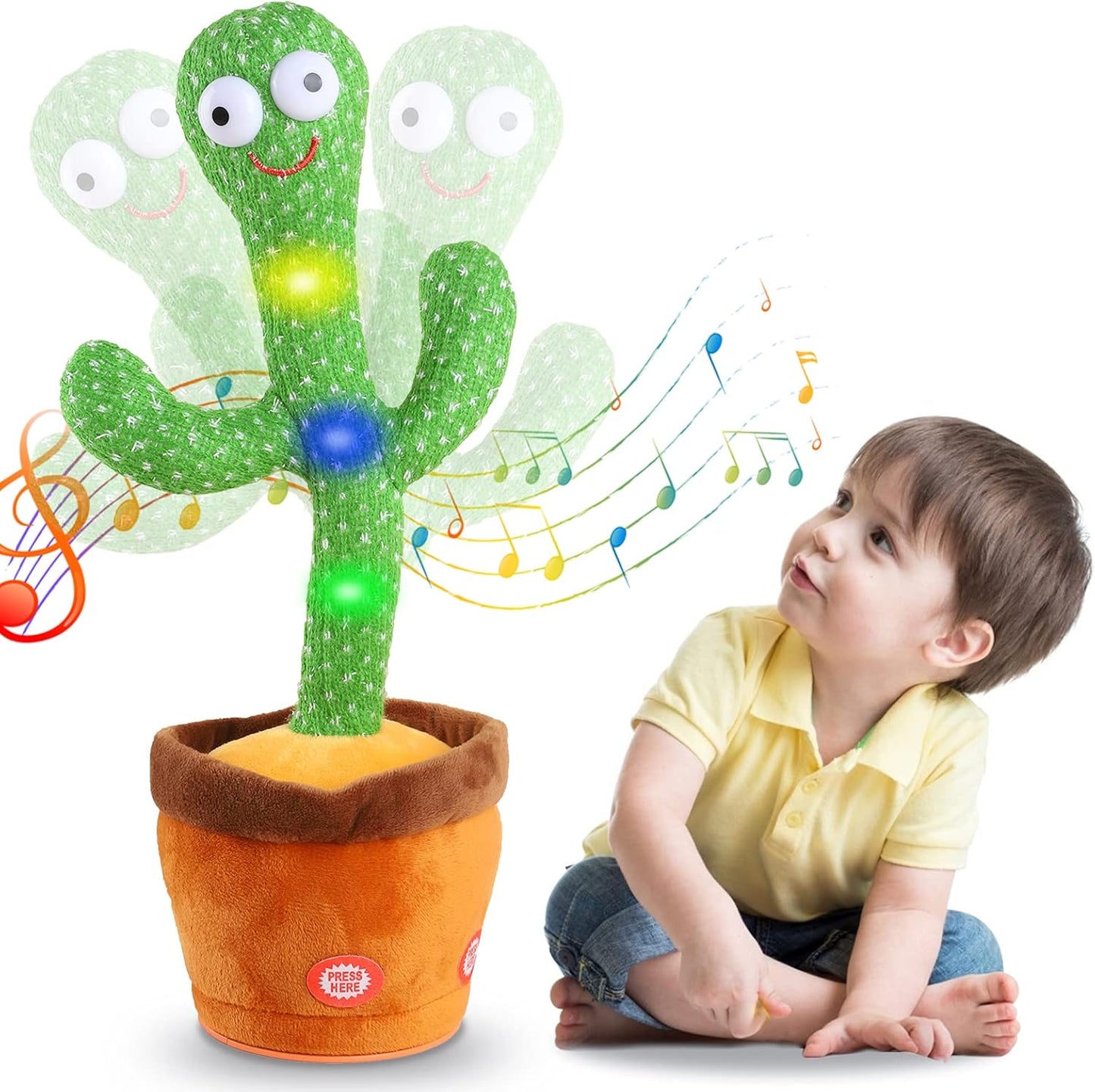 Interactieve Cactus – Dansend Speak & LED-Lichten, Zacht Pluche – Stimuleert Spraak en Taal 3
