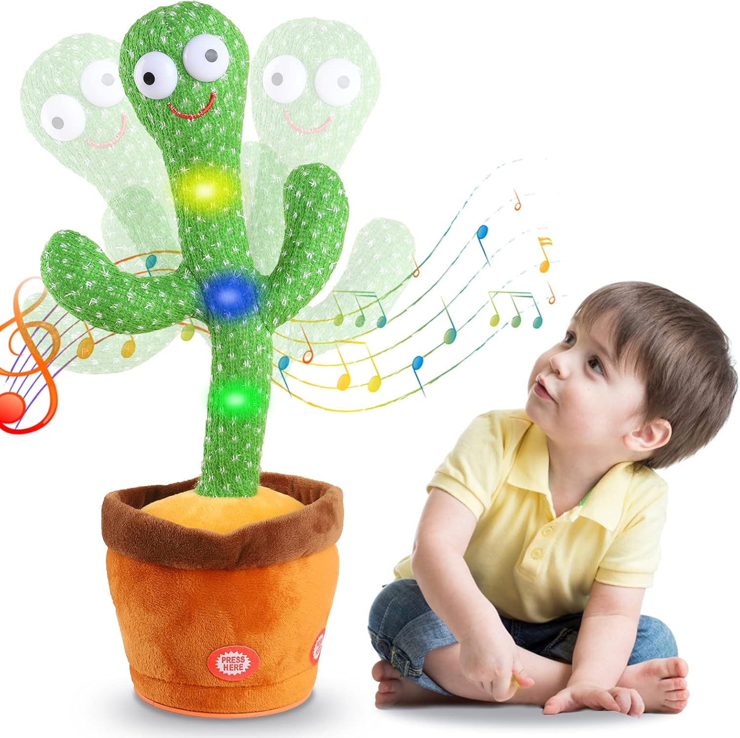 Interactieve Cactus – Dansend Speak & LED-Lichten, Zacht Pluche – Stimuleert Spraak en Taal 3