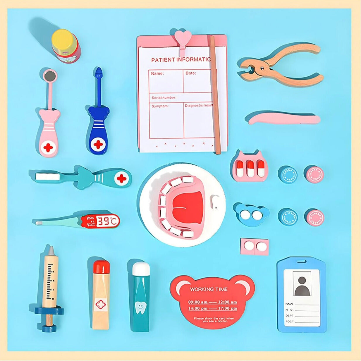 Houten Dokter Set – 20 Stukken, Niet-Toxisch Hout – Creatief en Educatief Speelgoed voor Kinderen 1