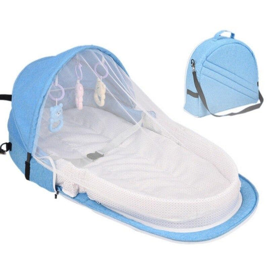 Opvouwbaar Reisbedje – Lichtgewicht Katoen met Muskietennet & Zonnescherm – Geschikt voor Baby's tot 18 Maanden-3