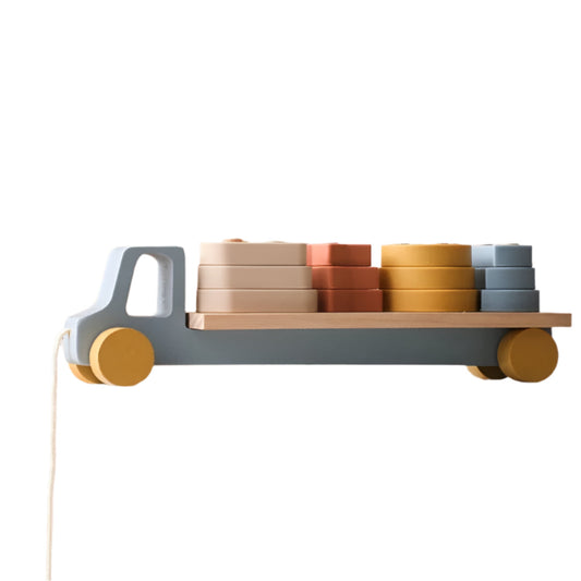 Houten Stapelauto – Educatief Speelgoed voor Vormen en Kleuren, Duurzaam Hout en Silicone 1