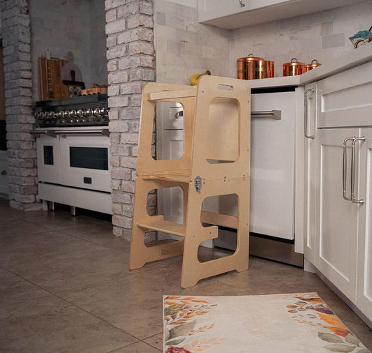 Peutertoren – 4-in-1 Functie, Veilig Houten Ontwerp – Geschikt voor Kinderen van 18 Maanden tot 6 Jaar-1