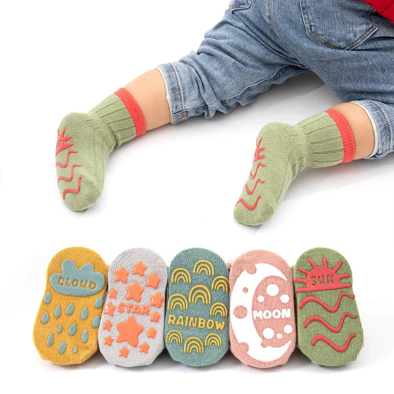 Antislip Sokken – Ademend Katoen met Antislipzool voor Veilig Spelen – Voor Baby's en Peuters 0