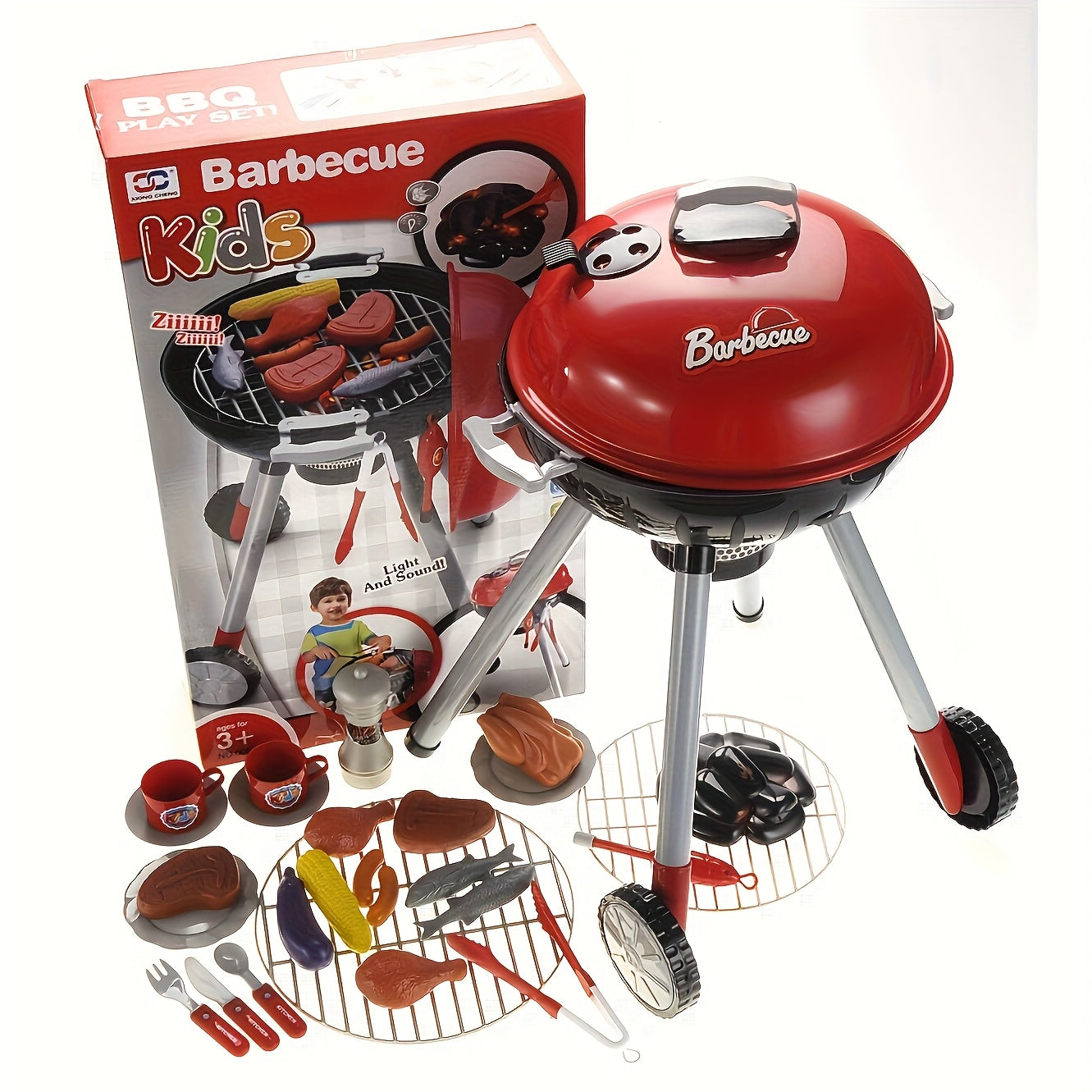 BBQ Grill Speelset – Inclusief Realistische Voedselitems en Draaibare Wielen – Duurzaam en Veilig 2