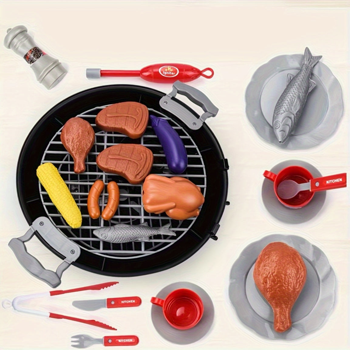 BBQ Grill Speelset – Inclusief Realistische Voedselitems en Draaibare Wielen – Duurzaam en Veilig 6