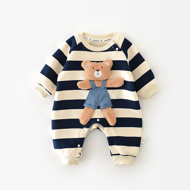 Baby Bodysuit – Zacht Katoen met Geborduurd Beertje – Perfect voor Baby Kleding en Knuffelen 0
