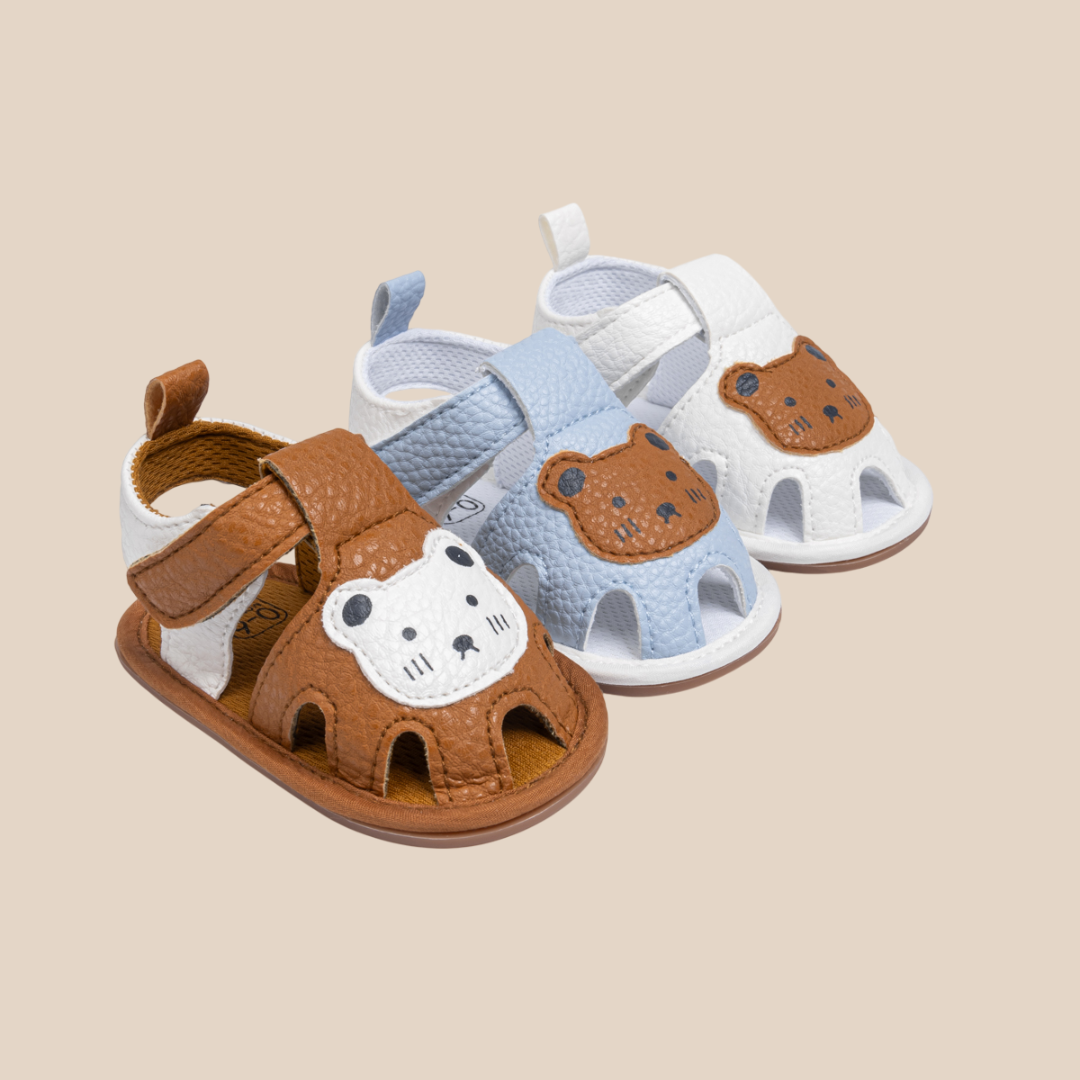 Baby Sandalen – Comfortabel PU-leer, Antislip Zool, Open Neus met Berenprint – Perfect voor Actieve Peuters 1