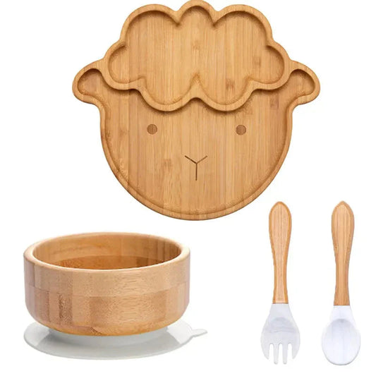 Babyservies – Bamboe Set met Zuignap, BPA-vrij en Natuurlijk – Perfect voor Kleine Eters 0