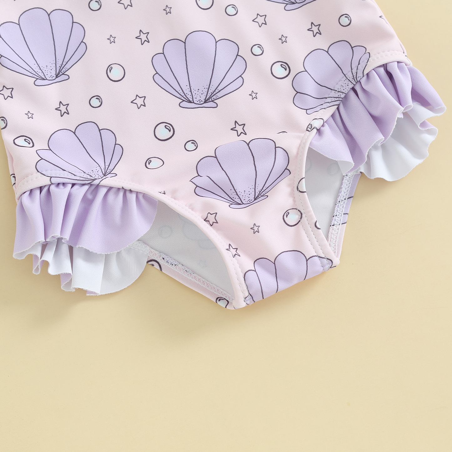 Badpak Meisjes – Zacht en Rekbaar met Schelpenprint en Ruches – Perfect voor Zwembad en Strand 2