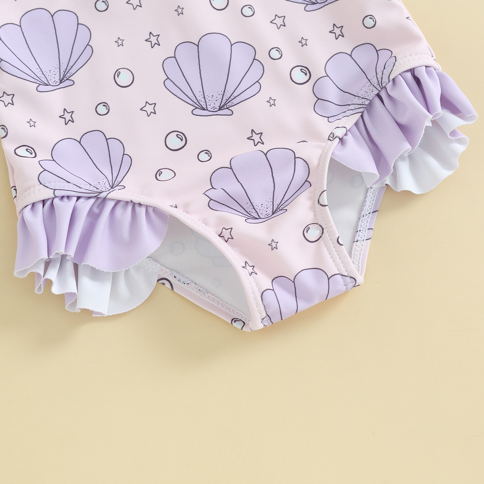 Badpak Meisjes – Zacht en Rekbaar met Schelpenprint en Ruches – Perfect voor Zwembad en Strand 2