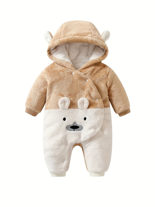 Beer Romper – Zachte Flanelstof met Oortjes, Ideaal voor Herfst en Winter 1