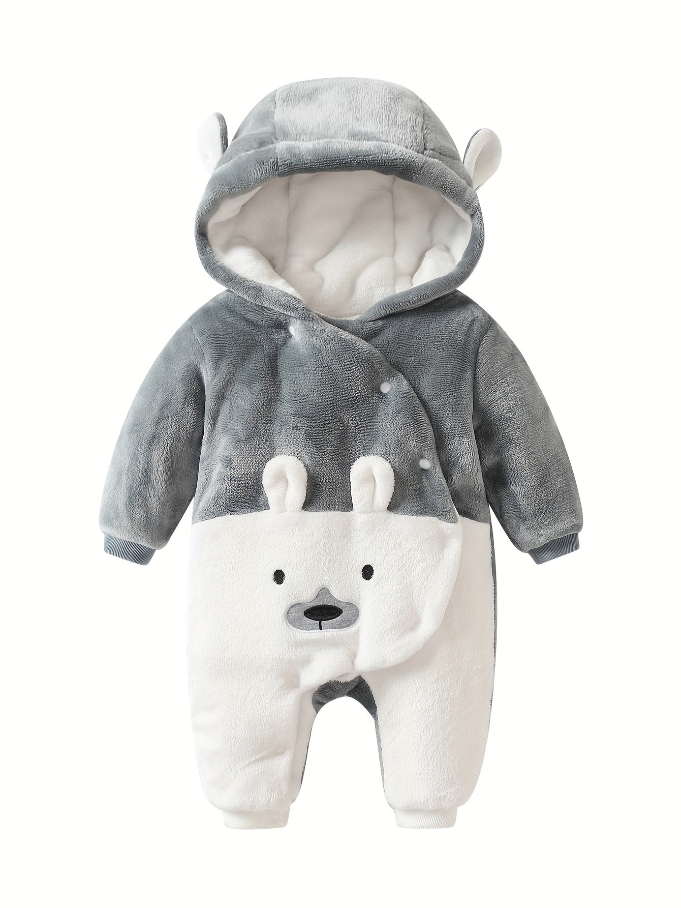 Beer Romper – Zachte Flanelstof met Oortjes, Ideaal voor Herfst en Winter 2