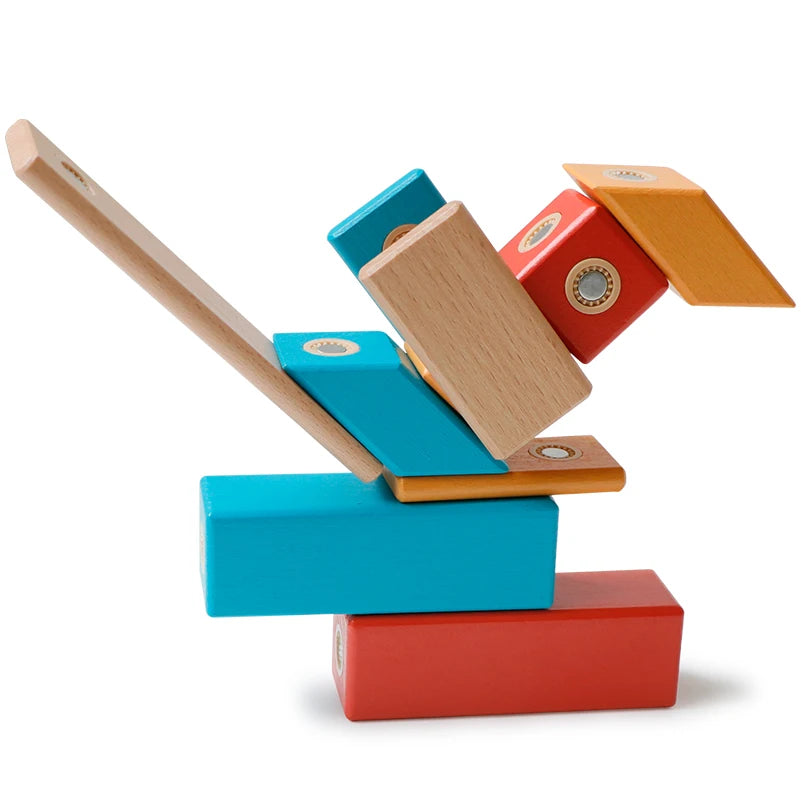 Bouw Speelgoed – Magnetische Houten Blokken, 14 Stuks – Educatief en Veilig voor Creatieve Ontwikkeling 2
