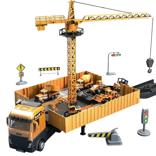 Bouwtruck Speelgoed – Transformeerbare Truck met Licht en Geluid, Inclusief Mini-Voertuigen, Duurzaam ABS 0