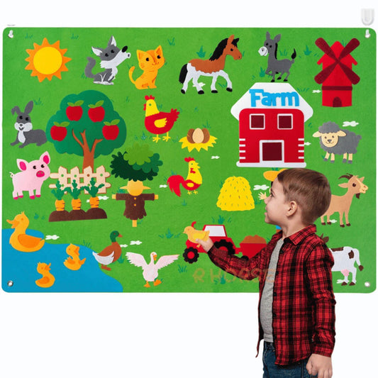 Dieren Viltbord – Educatieve Decoratie van Zacht Vilt, Interactief en Veilig voor Kinderen 0