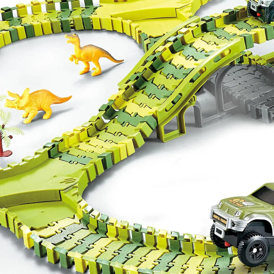 Dino Racebaan – 140-delige Flexibele Baan met Dinosaurus Speelgoed – Stimuleert Creativiteit en Motoriek 3