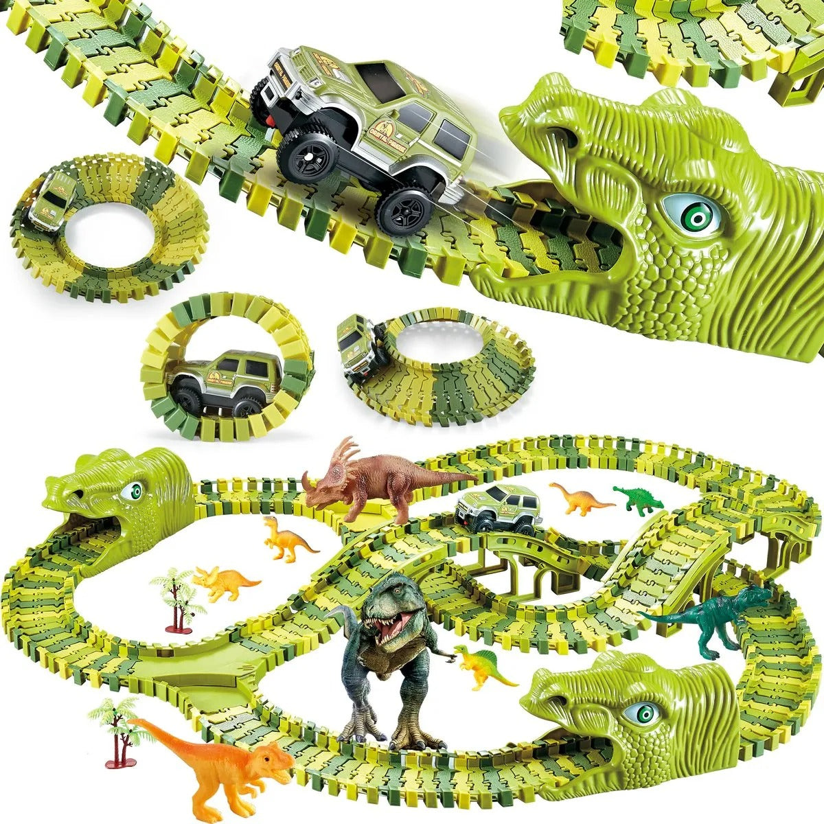 Dino Racebaan – 140-delige Flexibele Baan met Dinosaurus Speelgoed – Stimuleert Creativiteit en Motoriek 5