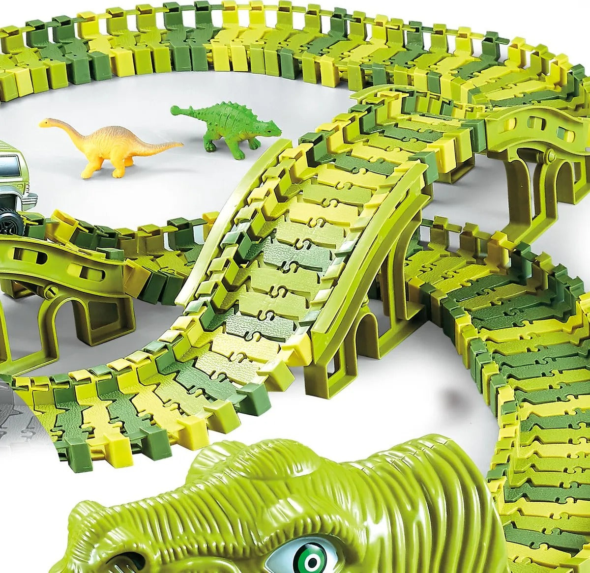 Dino Racebaan – 140-delige Flexibele Baan met Dinosaurus Speelgoed – Stimuleert Creativiteit en Motoriek 6