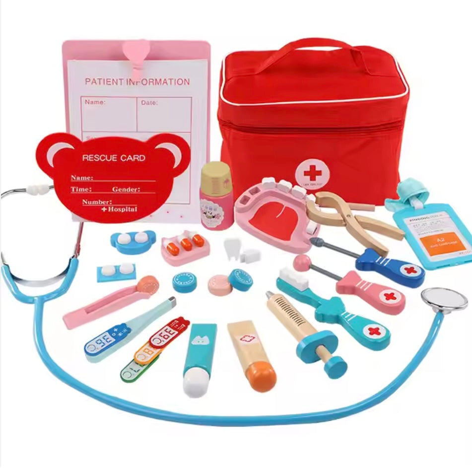 Houten Dokter Set – 20 Stukken, Niet-Toxisch Hout – Creatief en Educatief Speelgoed voor Kinderen 4