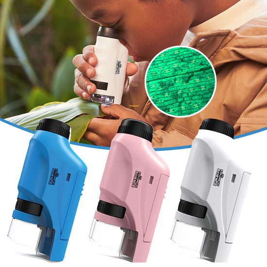 Draagbare Microscoop – 60x-120x Vergroting, LED Verlichting – Educatief Wetenschapsspeelgoed voor Kinderen 0