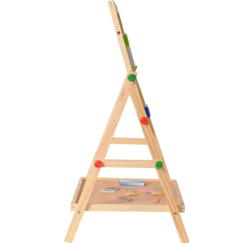Dubbelzijdige Kunst-Ezel – Educatief Houten Speelbord met Krijtbord en Whiteboard, Verstelbare Hoogte 2