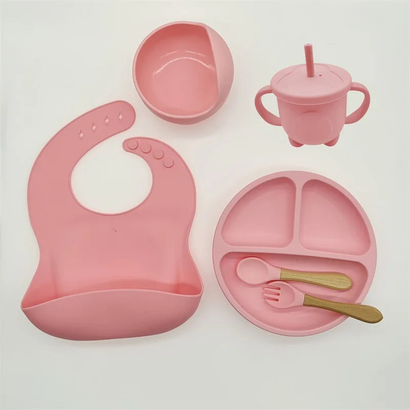 Eetset voor Baby's – Veilig Silicone, Vaatwasserbestendig, Morsbestendig, Drie Compartimenten 0