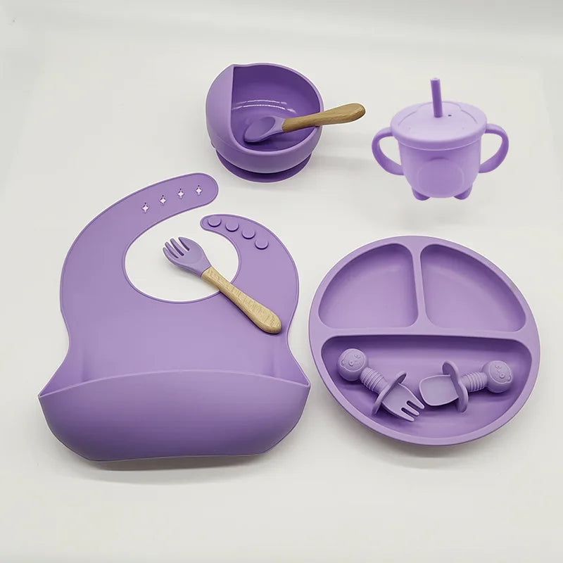 Eetset voor Baby's – Veilig Silicone, Vaatwasserbestendig, Morsbestendig, Drie Compartimenten 6