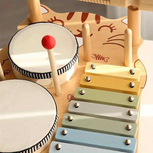 Houten Drumstel – Educatief Muziekspeelgoed met Xylofoon en Instrumenten – Stimuleert Motoriek en Ritme 3