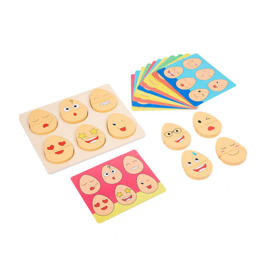 Houten Emotiepuzzel – Educatief Speelgoed voor Emotioneel Begrip – Duurzaam Hout, Ideaal voor Kinderen 0