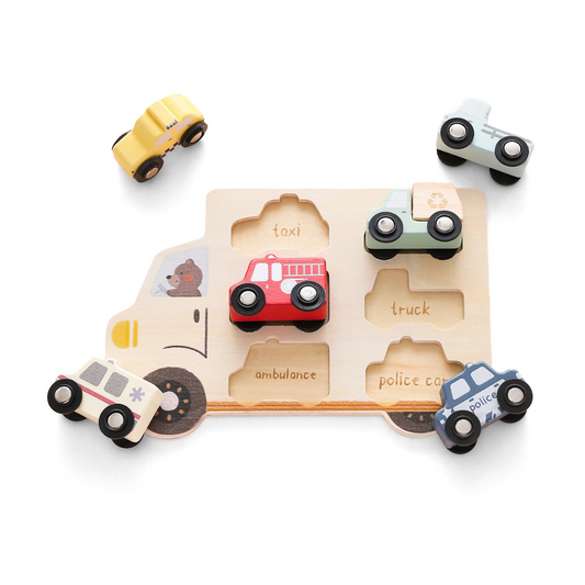 Houten Puzzel – Educatieve PuzzleCars van Duurzaam Hout met 7 Stukken voor Kinderen 0