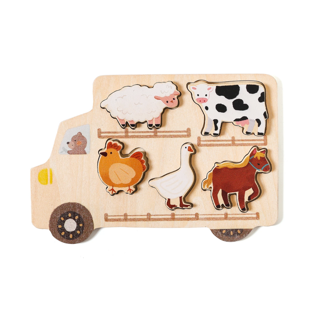 Houten Puzzel – Educatieve PuzzleCars van Duurzaam Hout met 7 Stukken voor Kinderen 1
