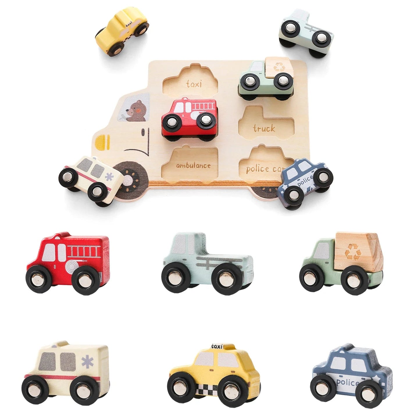 Houten Puzzel – Educatieve PuzzleCars van Duurzaam Hout met 7 Stukken voor Kinderen 3