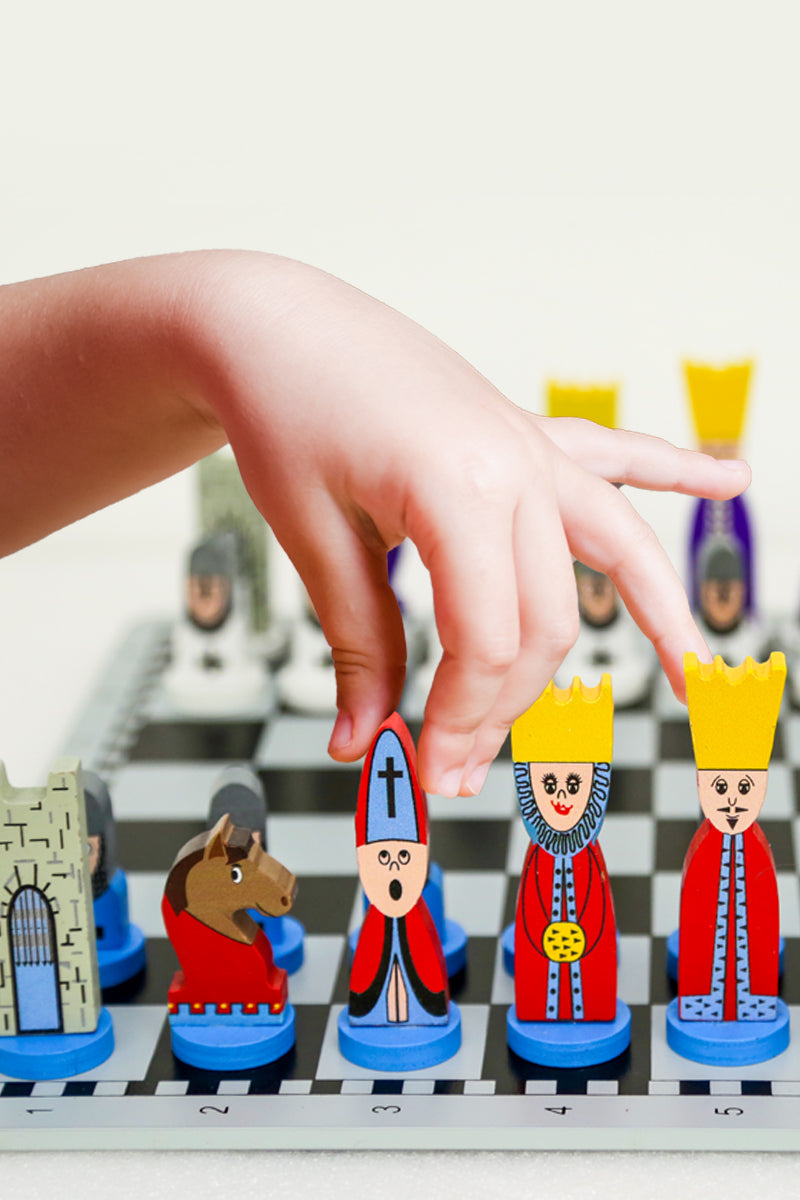 Houten Schaakspel – Kindvriendelijke Schaakset met Kleurrijke Schaakstukken voor Educatief Spel 3