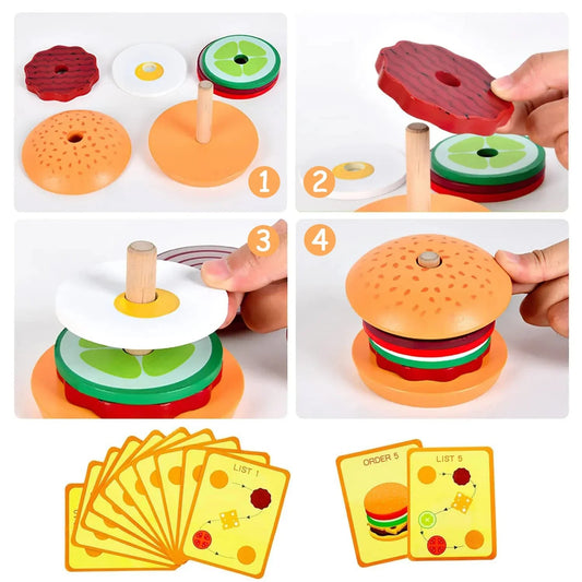 Houten Speelgoed – Creatief Sandwich Stapelspel voor Motorische Ontwikkeling – Educatief Speelgoed 2-3 Jaar 3