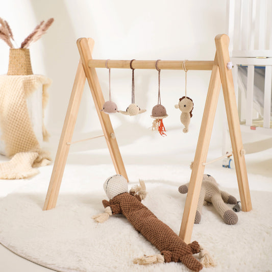Houten Speelgym – Educatief Speelgoed met Dierenrammelaars en Hangers – Veilig Voedselveilig Hout 0