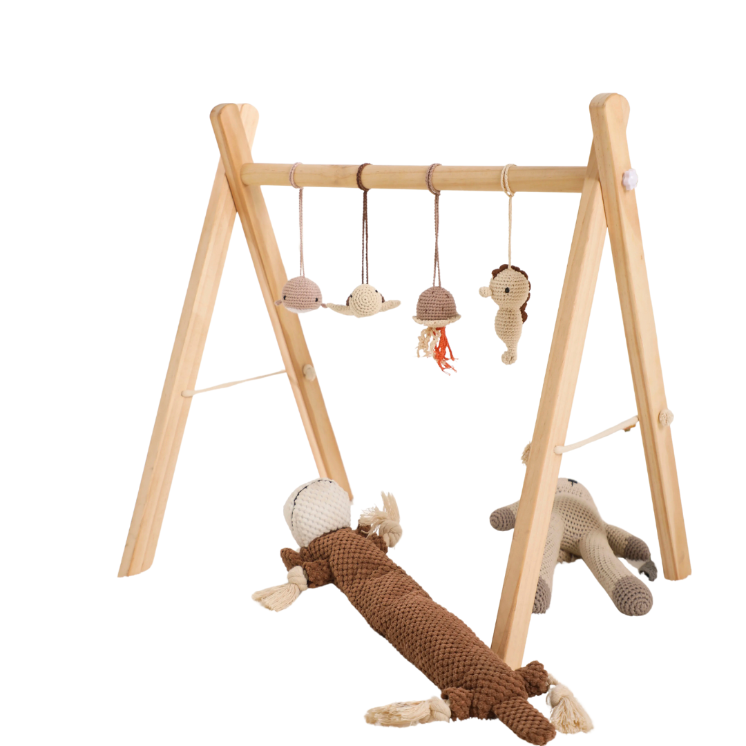 Houten Speelgym – Educatief Speelgoed met Dierenrammelaars en Hangers – Veilig Voedselveilig Hout 2