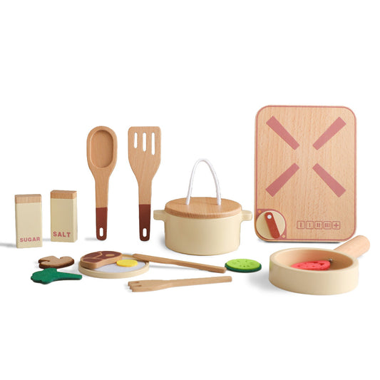 Houten Speelkeuken Set – Educatieve Rollenspel met Realistische Accessoires – Ideaal voor Creatieve Kinderen 0