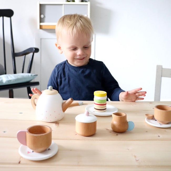 Houten Theeset – Duurzaam en Kindvriendelijk Hout, 11-delige Speelset voor Creatief Rollenspel 2