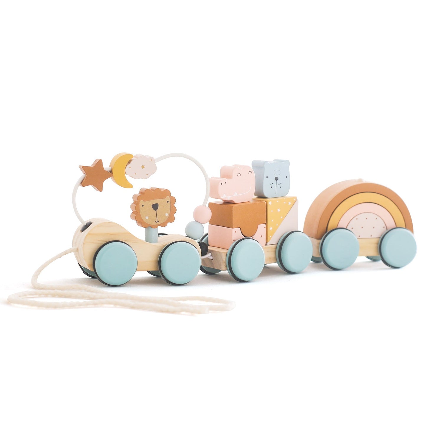 Houten Treinset – Creatief Bouwen en Rijden, Veilig Hout – Speelgoed voor 1, 2 en 3 Jaar 0