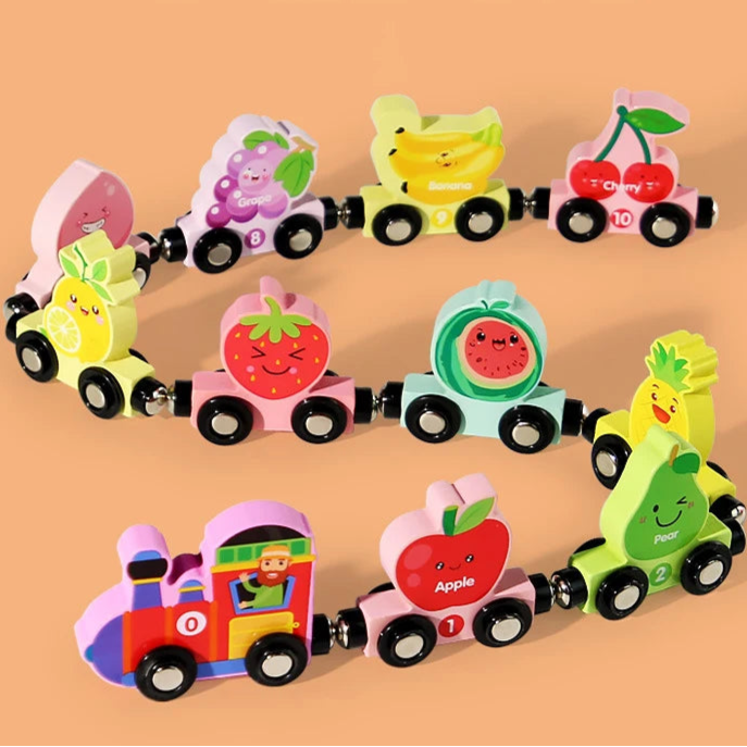 Houten Treinspeelgoed – Magnetische Verbindingen, Creatieve Kleuren – Veilig en Duurzaam Speelgoed voor Kinderen 12