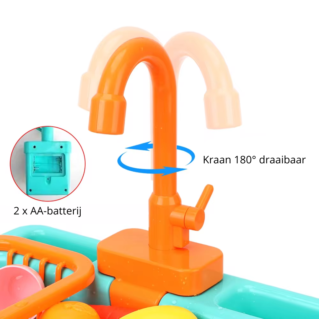 Interactief Educatief Speelgoed – Gootsteen met Werkende Waterkraan en Snijvoedsel – Voor Kinderen 2
