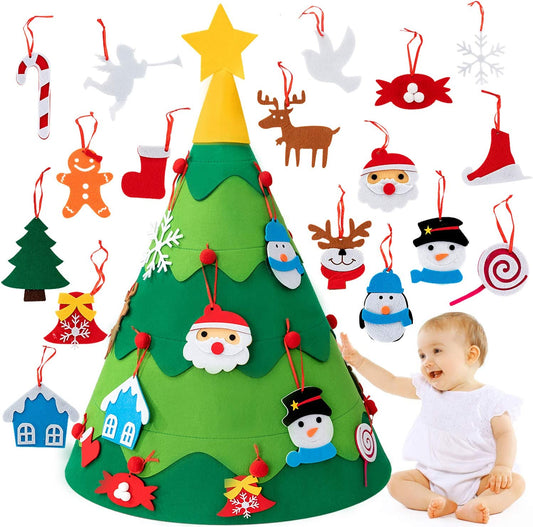 Kerstdecoratie – Feestelijke Viltboom met 18 Versieringen, Duurzaam Vilt – Creatieve Activiteit voor Kinderen 4
