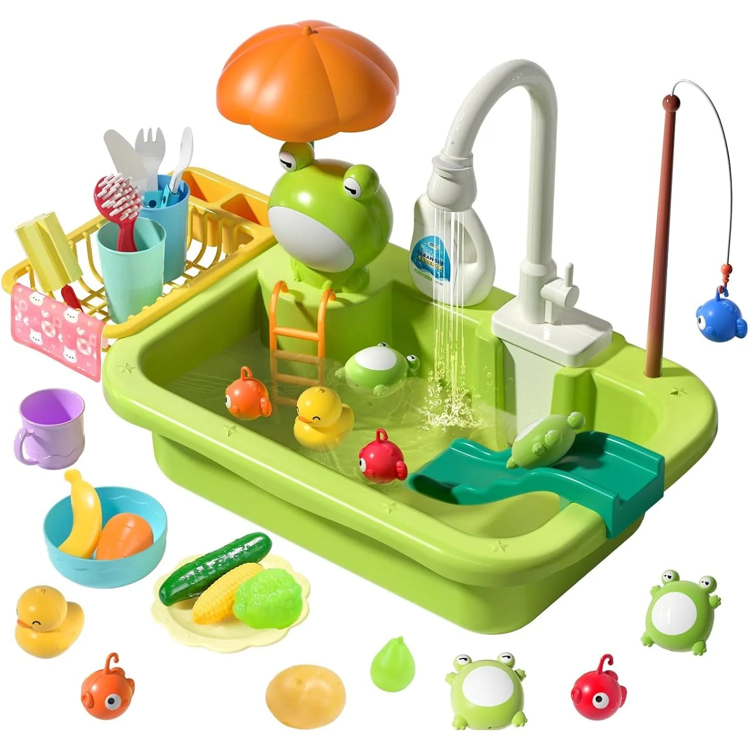 Keukenspeelgoed – 2-in-1 Gootsteen Spel met Stromend Water, Educatief en Leuk voor Kinderen 0