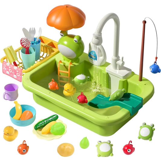 Keukenspeelgoed – 2-in-1 Gootsteen Spel met Stromend Water, Educatief en Leuk voor Kinderen 0