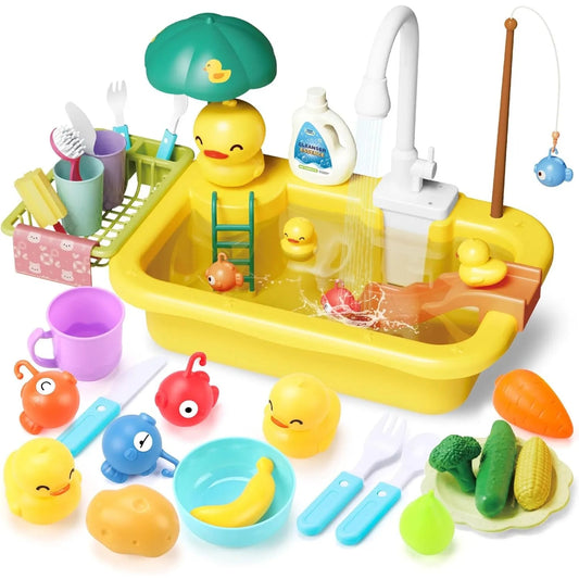 Keukenspeelgoed – 2-in-1 Gootsteen Spel met Stromend Water, Educatief en Leuk voor Kinderen 1